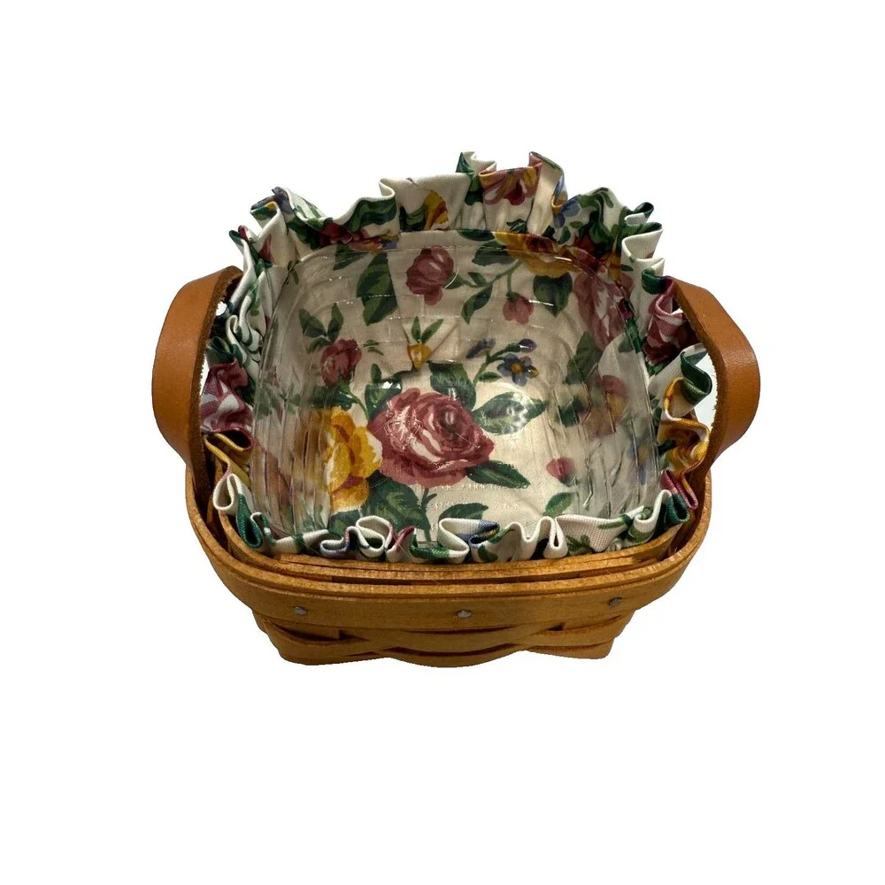 1995 Longaberger Sweet Basil Basket w/Liner & Protector 5